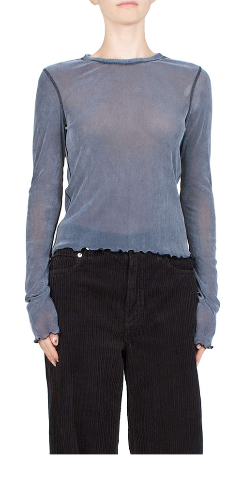 Velvet Mesh Long Sleeve Top