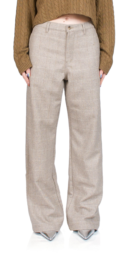 Wide Leg Herringbone Pant