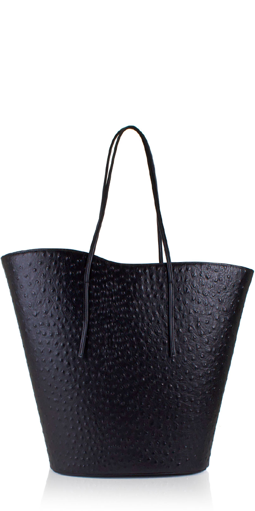 Soft Tulip Tote Black Leather