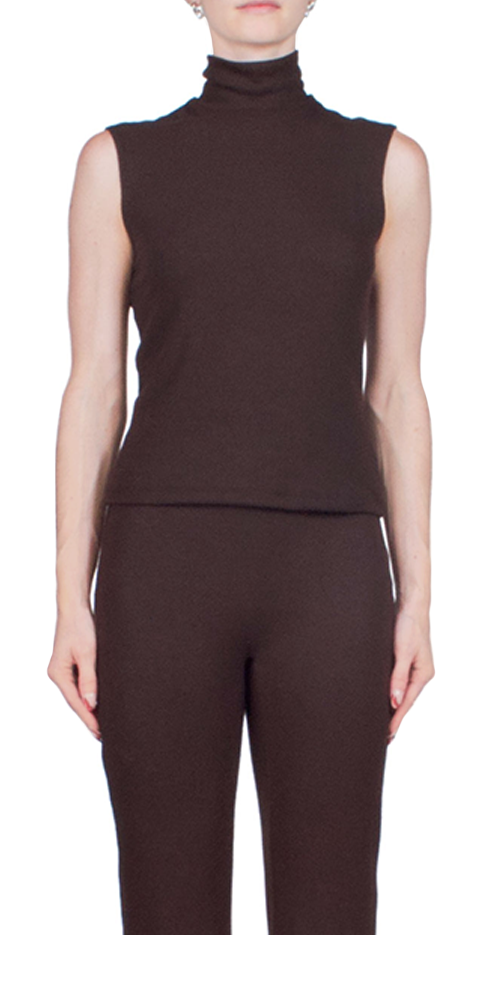 Lauren Sleeveless Turtleneck Chocolate